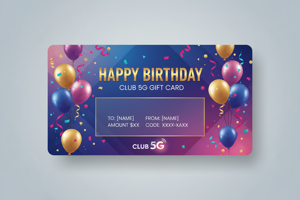 ¡Tarjeta de regalo CLUB 5G - Feliz Cumpleaños!