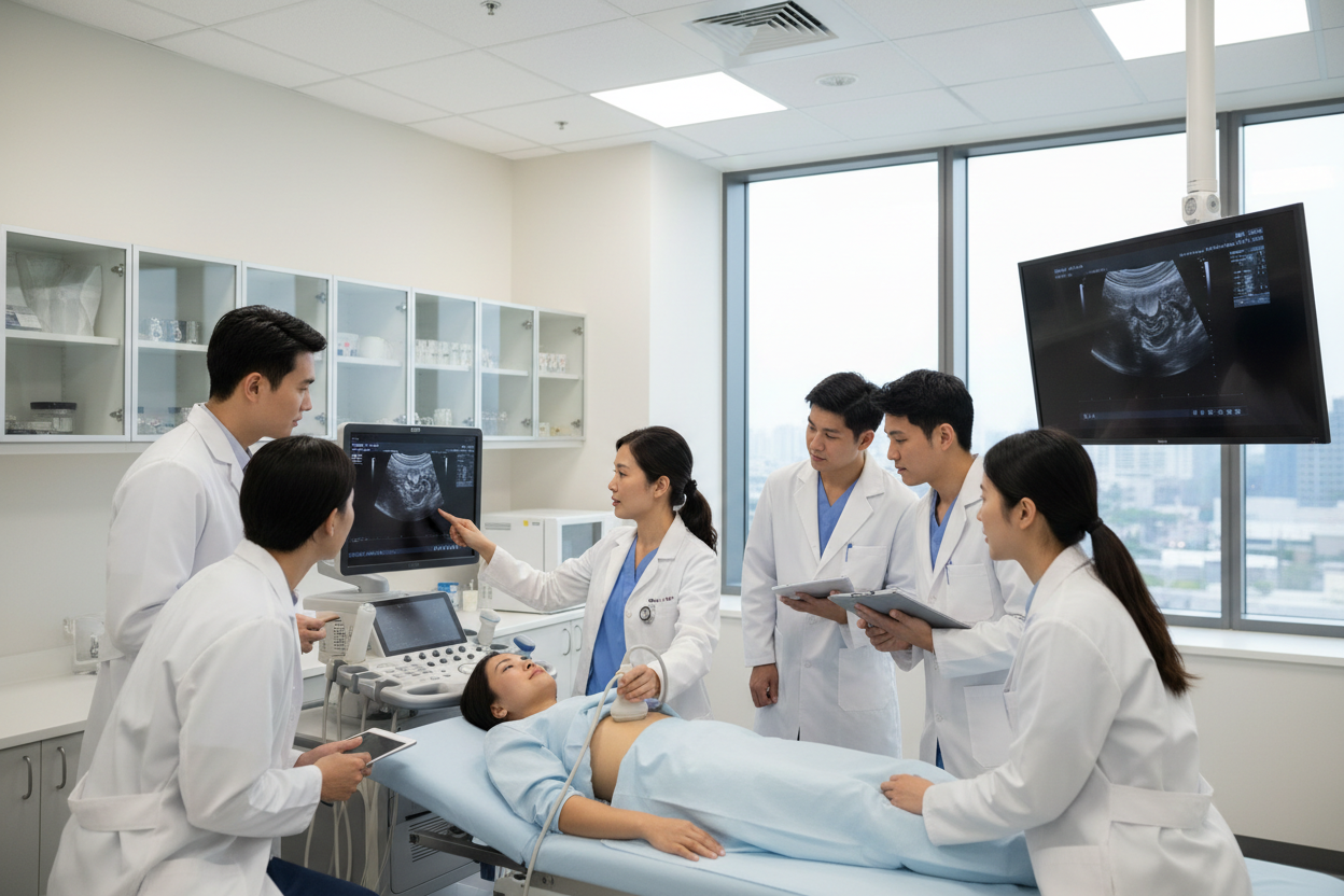 Ultrasound Machine demonstration with mock patient
